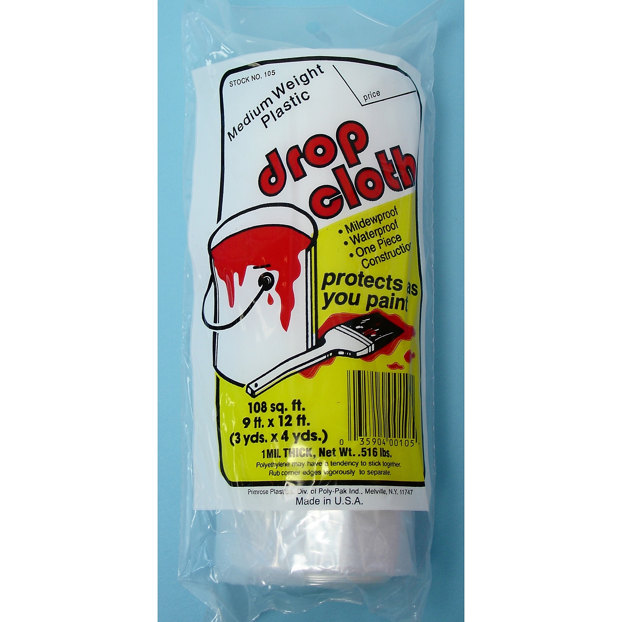 Drop Cloth Plastic 9ft x 12ft 1 mil, Model #MB-100DC